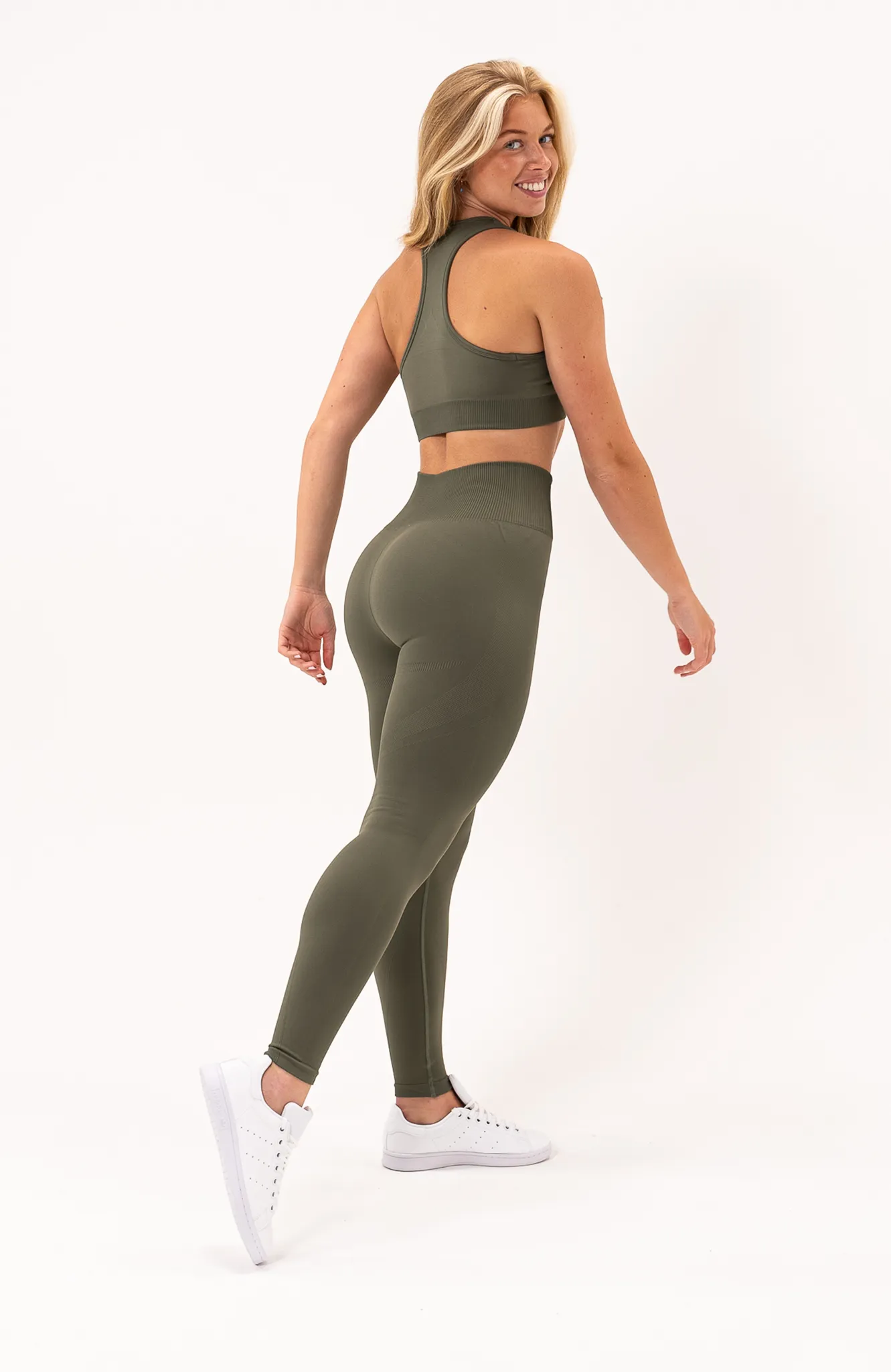 Limitless Seamless Leggings & Sports Bra Set - Olive Fade