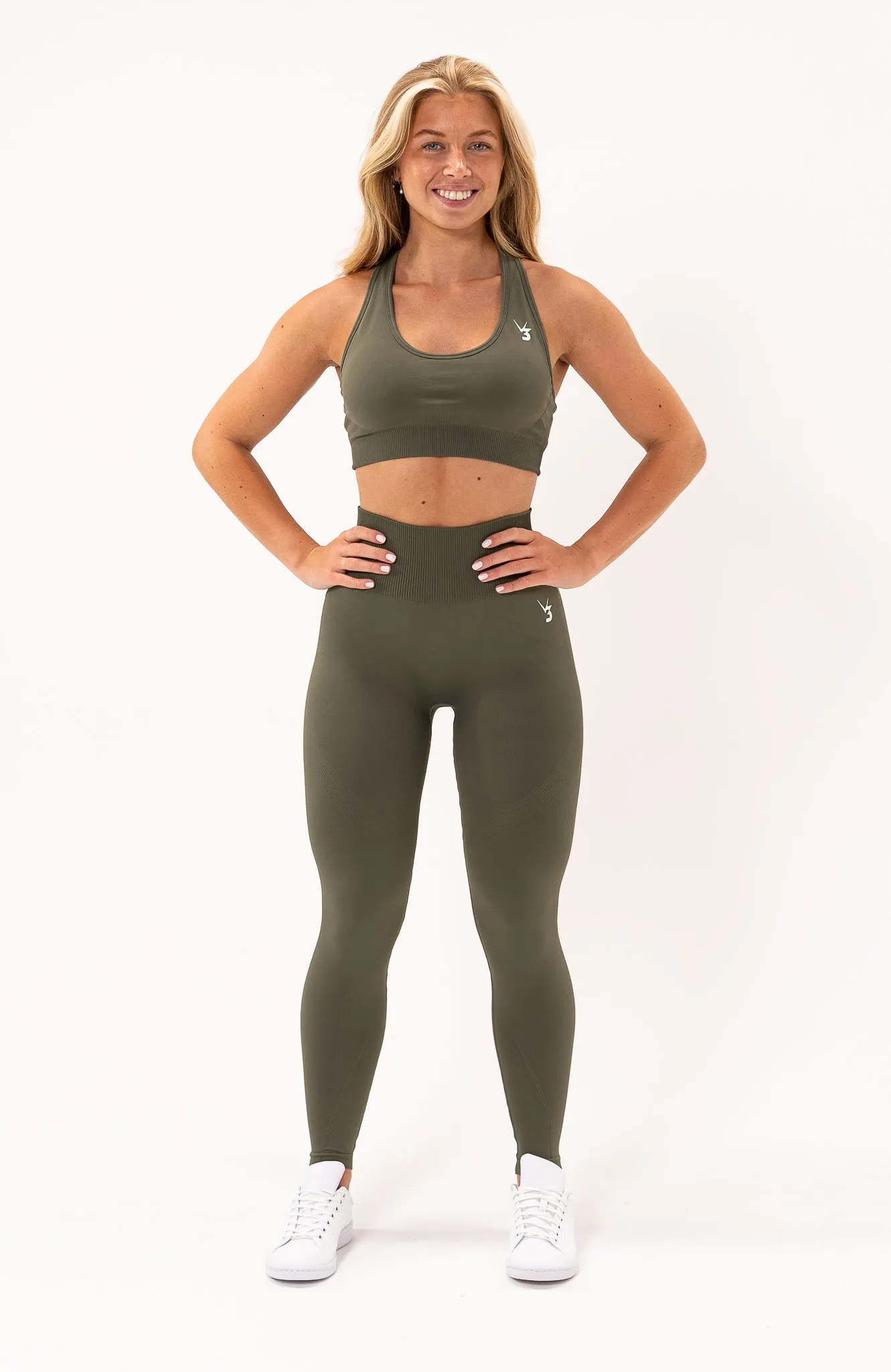 Limitless Seamless Leggings & Sports Bra Set - Olive Fade