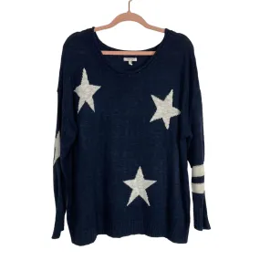 Maurices Navy with White Stars Roll Neckline Sweater- Size 1X