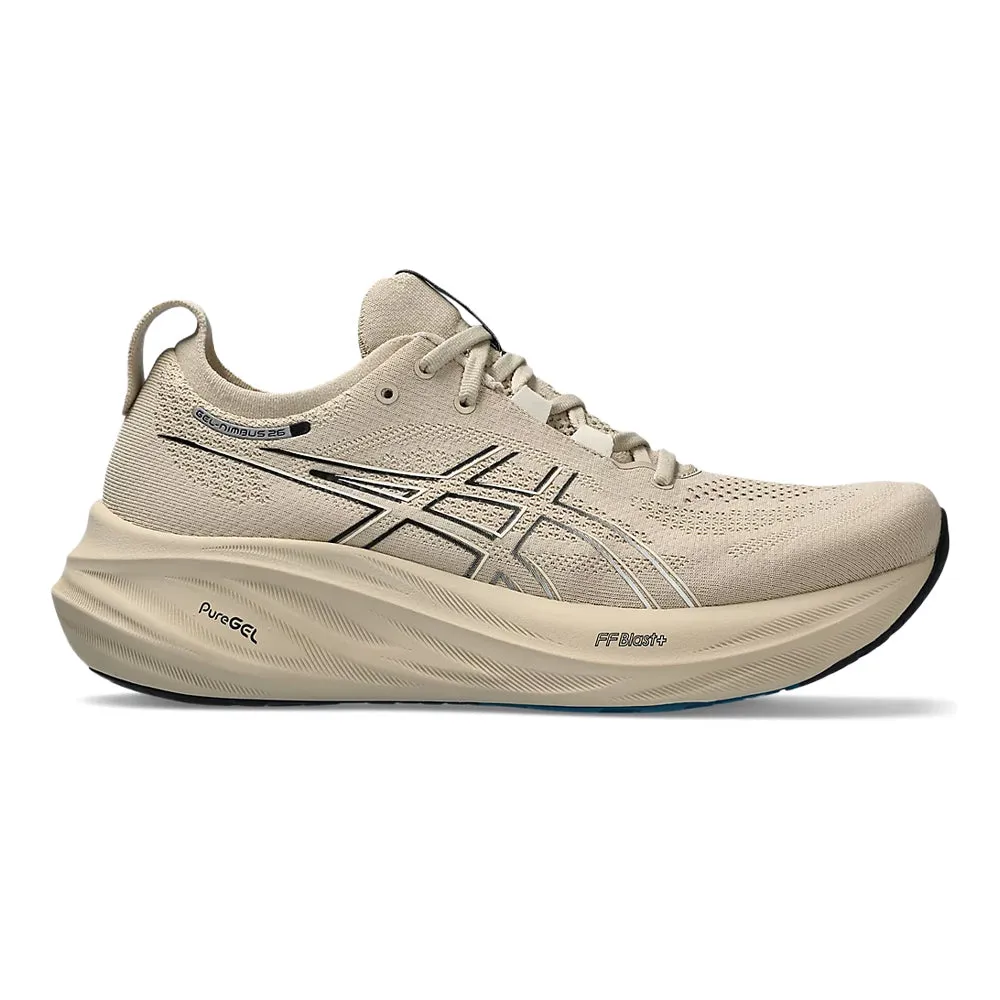 Men's ASICS GEL-Nimbus 26, Feather Grey/Black, 9 D Medium