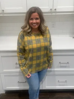 Mustard Plaid Top