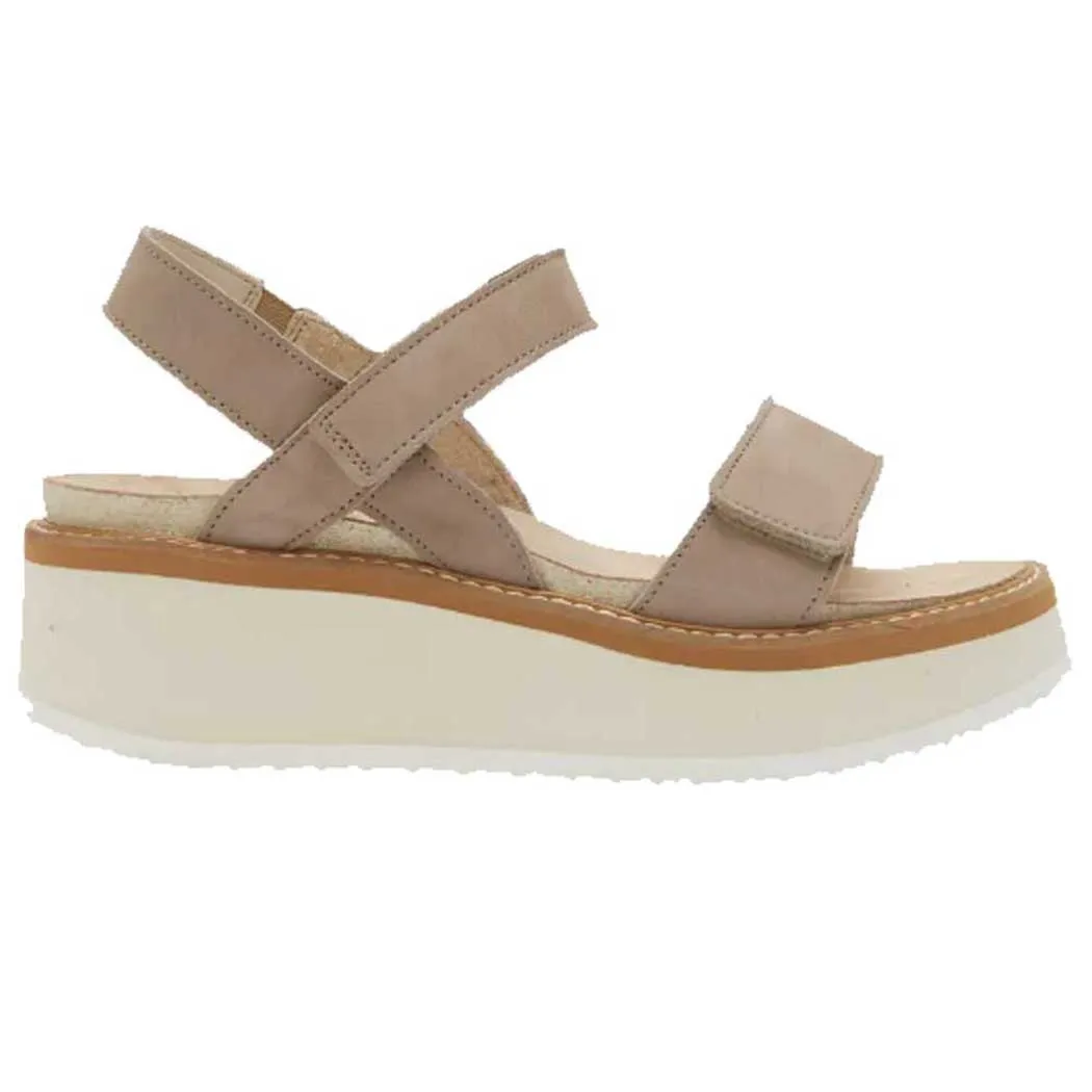 Naot Meringue Platform Sandal Stone Nubuck/ Off White Sole (Women's)