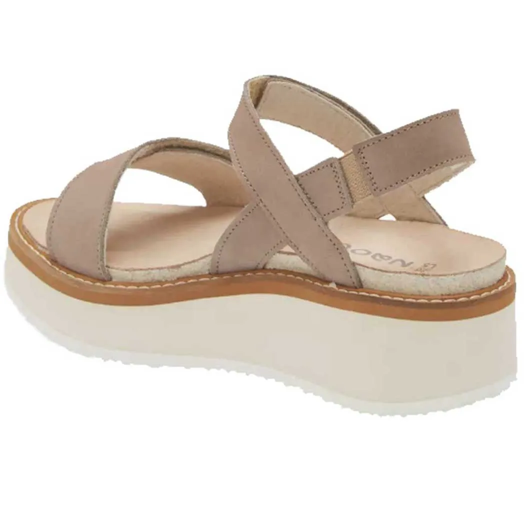 Naot Meringue Platform Sandal Stone Nubuck/ Off White Sole (Women's)