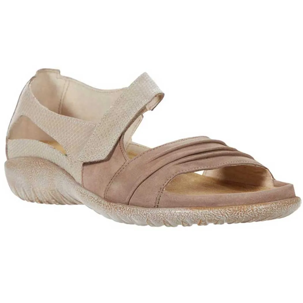 Naot Papaki Sandal Stone Nubuck Beige/ Beige Lizard Leather (Women's)