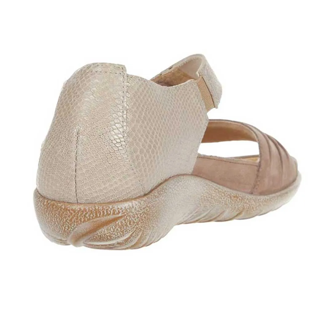 Naot Papaki Sandal Stone Nubuck Beige/ Beige Lizard Leather (Women's)