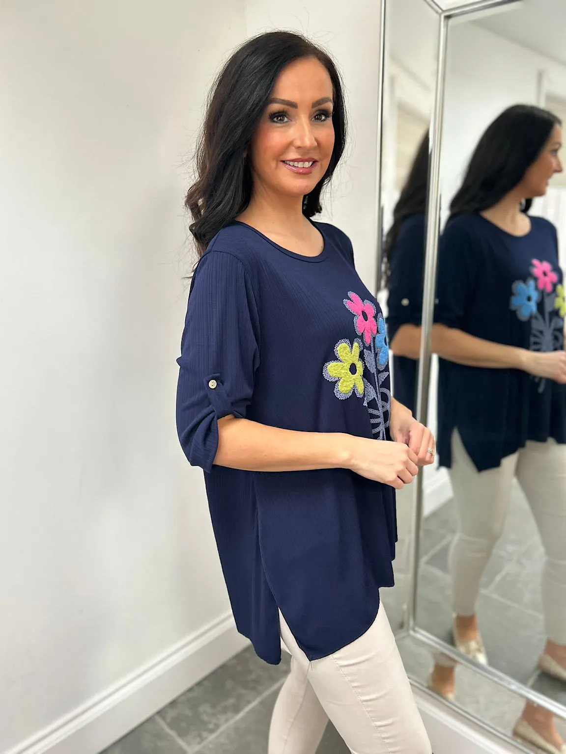 Navy Floral Top Anastasia