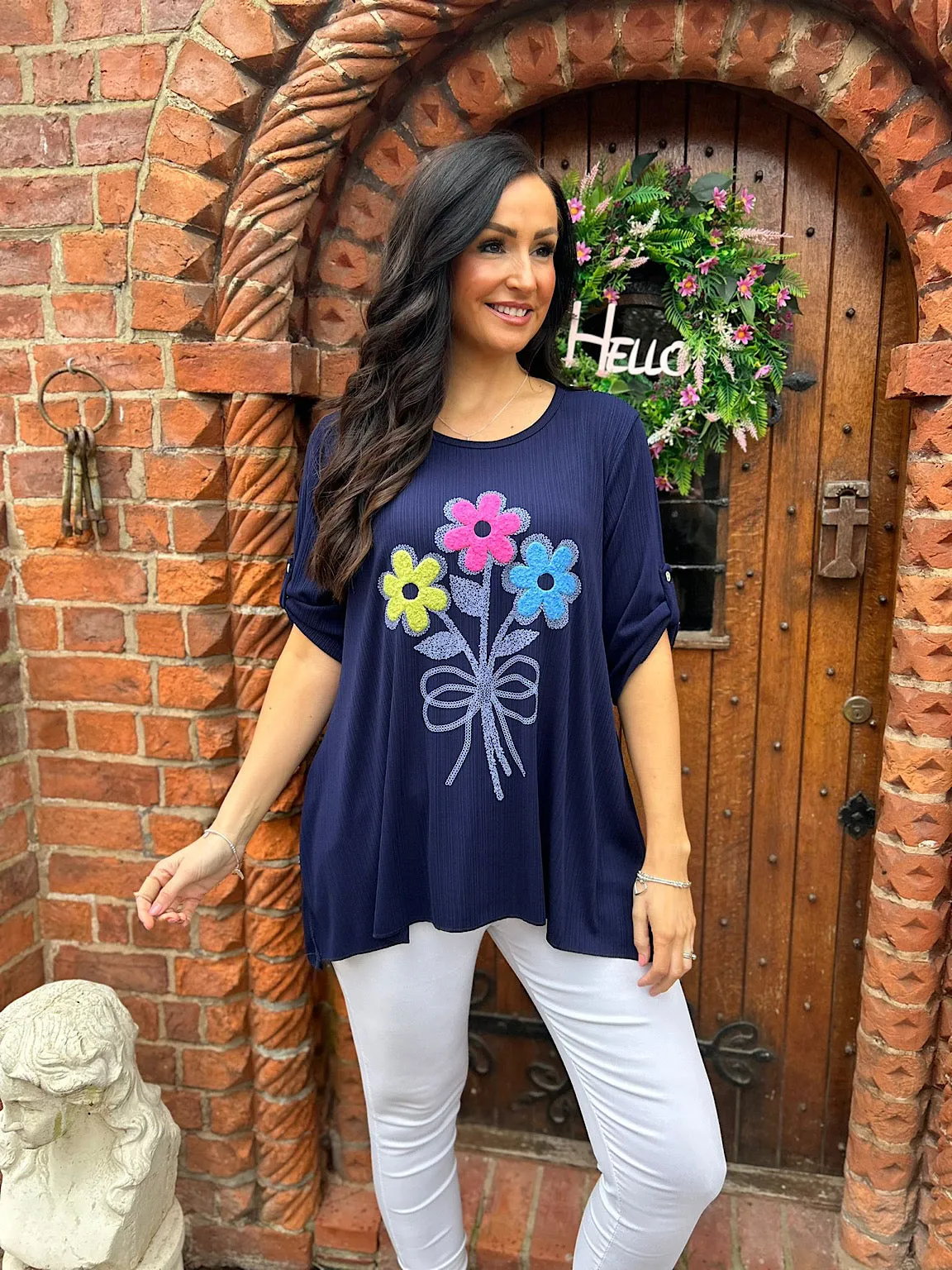 Navy Floral Top Anastasia