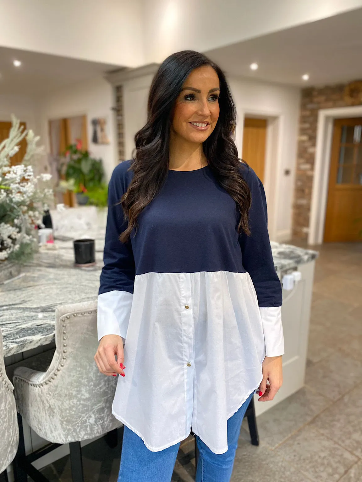 Navy Shirt Top Sophie