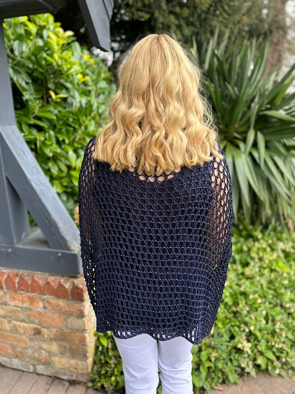 Navy V Neck Loose Knit Christine