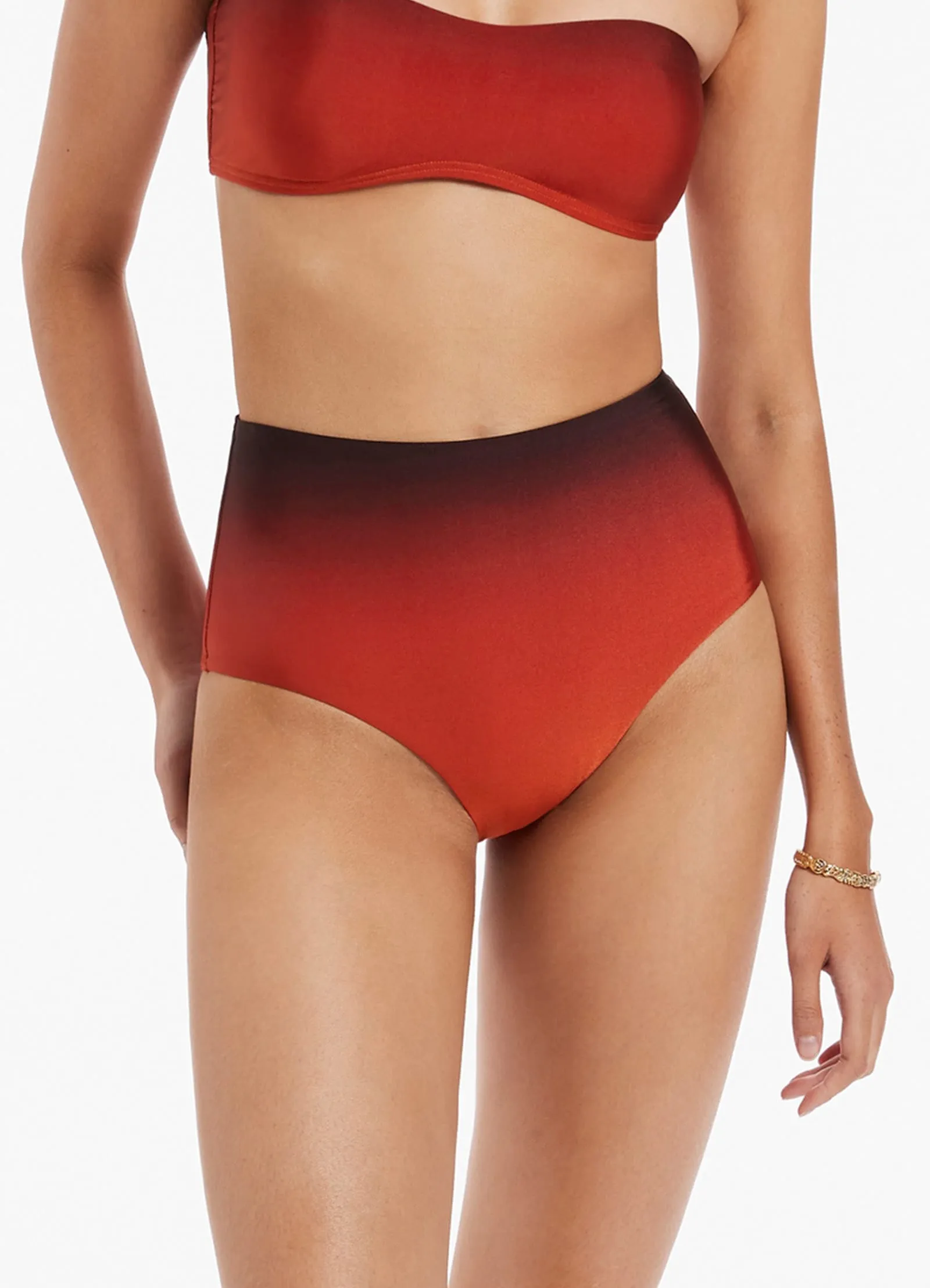 Oia Sunset High Waist Bikini Bottom - Burnt Orange