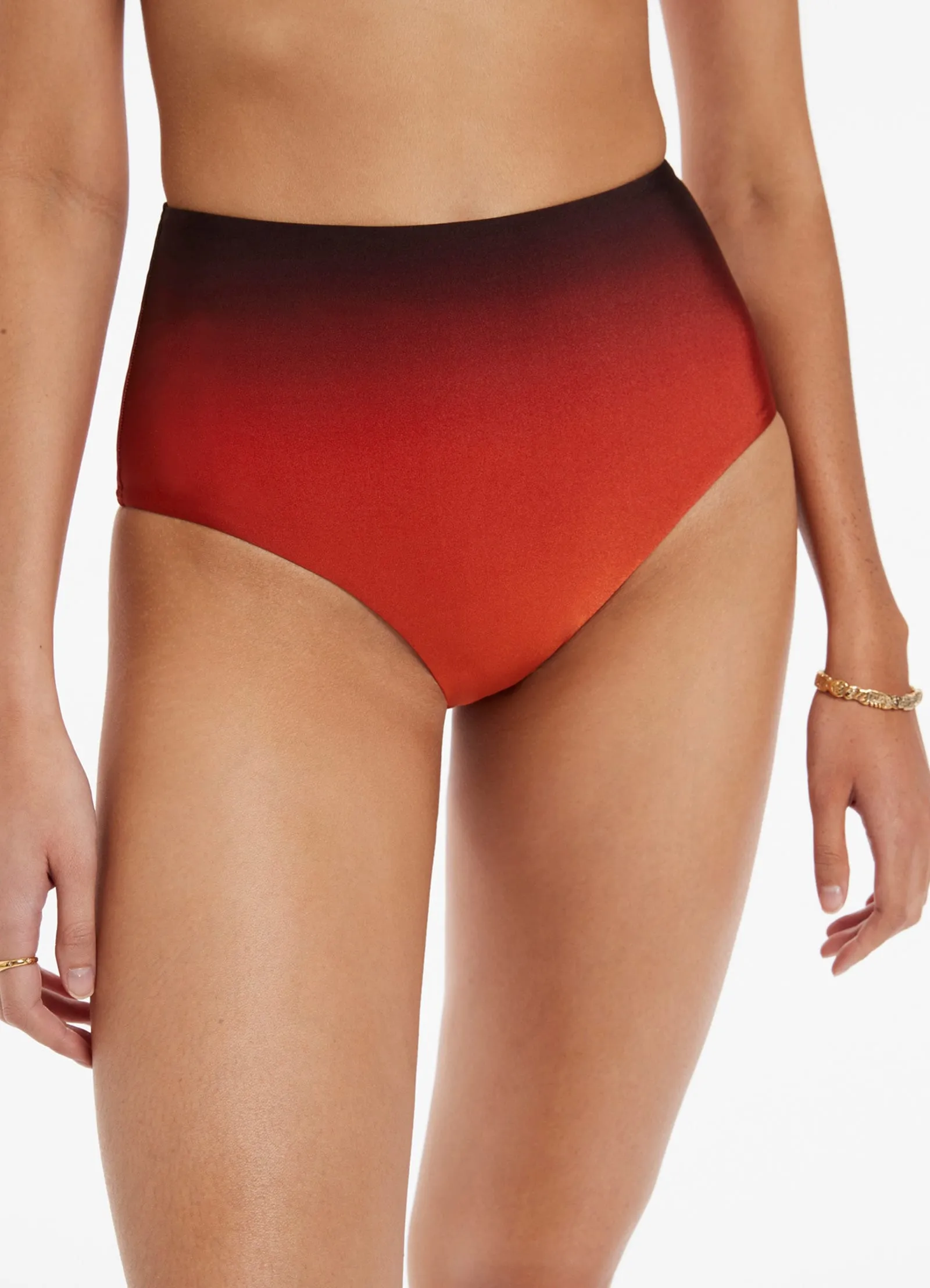 Oia Sunset High Waist Bikini Bottom - Burnt Orange