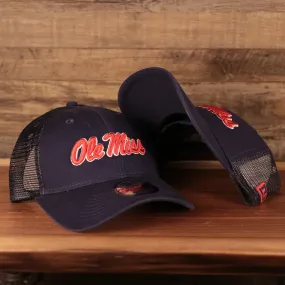 Ole Miss Rebels Navy Adjustable 9Twenty Trucker Cap