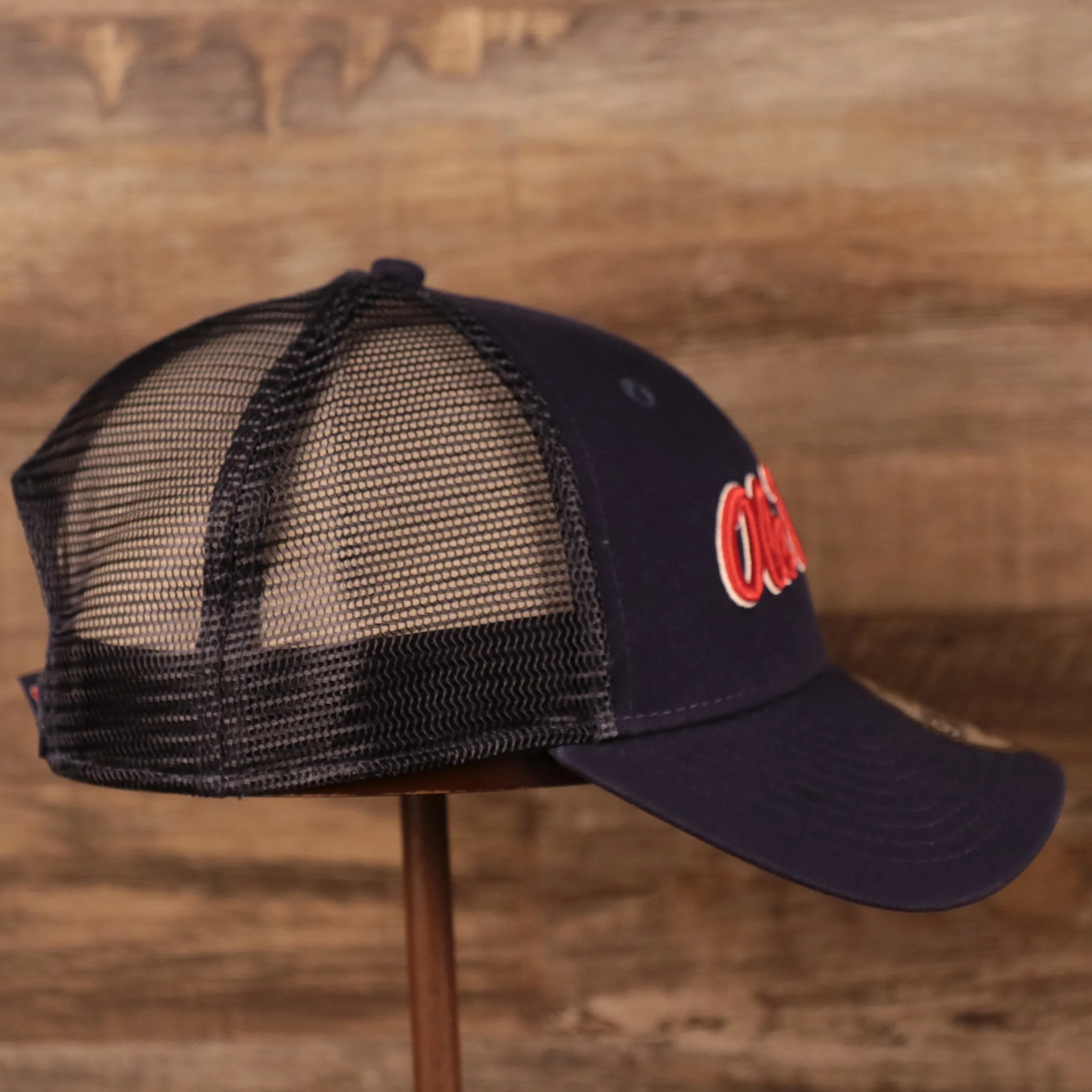 Ole Miss Rebels Navy Adjustable 9Twenty Trucker Cap