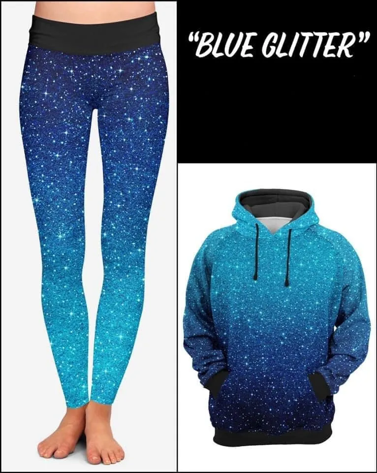 Ombre Blue Glitter Leggings w/ Sport Pockets