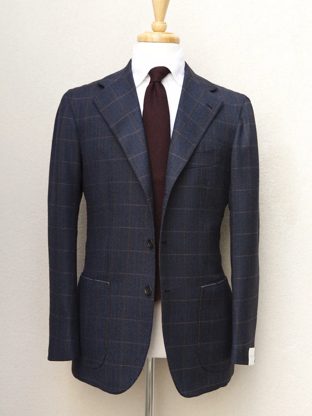 Orazio Luciano Windowpane Herringbone Jacket in Navy