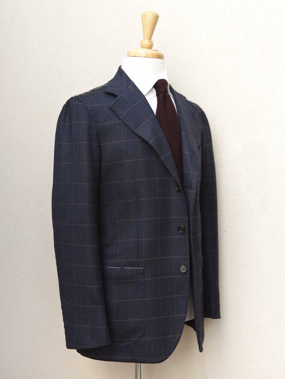 Orazio Luciano Windowpane Herringbone Jacket in Navy