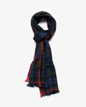 PLAID MERINO WOOL CRINKLE SCARF BLACKWATCH