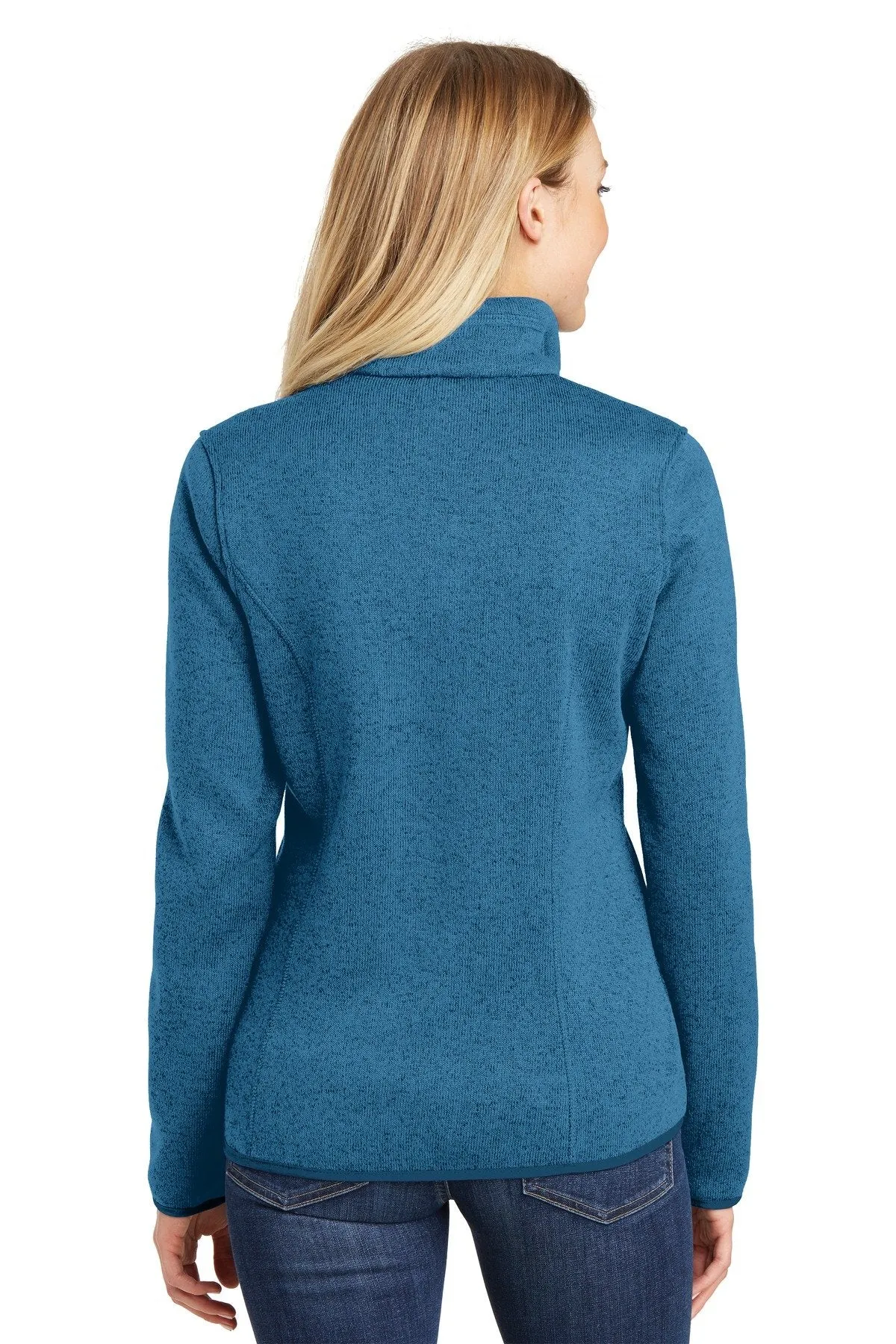 Port Authority Ladies Sweater Fleece Jacket L232 Medium Blue Heather