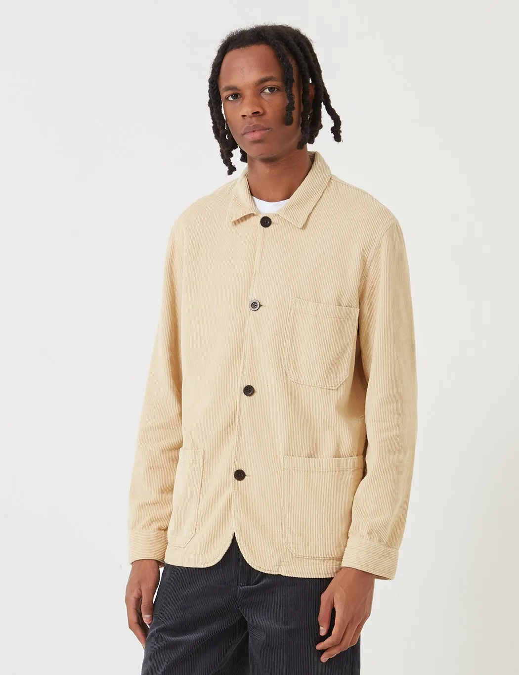 Portuguese Flannel Labura Workwear Jacket (Cord) - Cream Beige