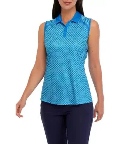 Pro Tour Women's Sleeveless Geometric Print Polo Shirt