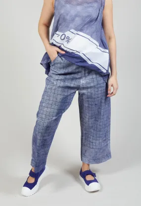 Pull On Wide Leg Trousers in Azur Print