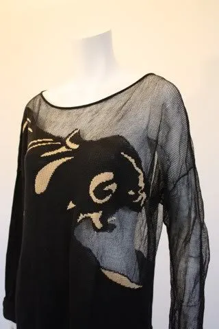 Rare Vintage KRIZIA MAGLIA Panther Print Knit Sweater