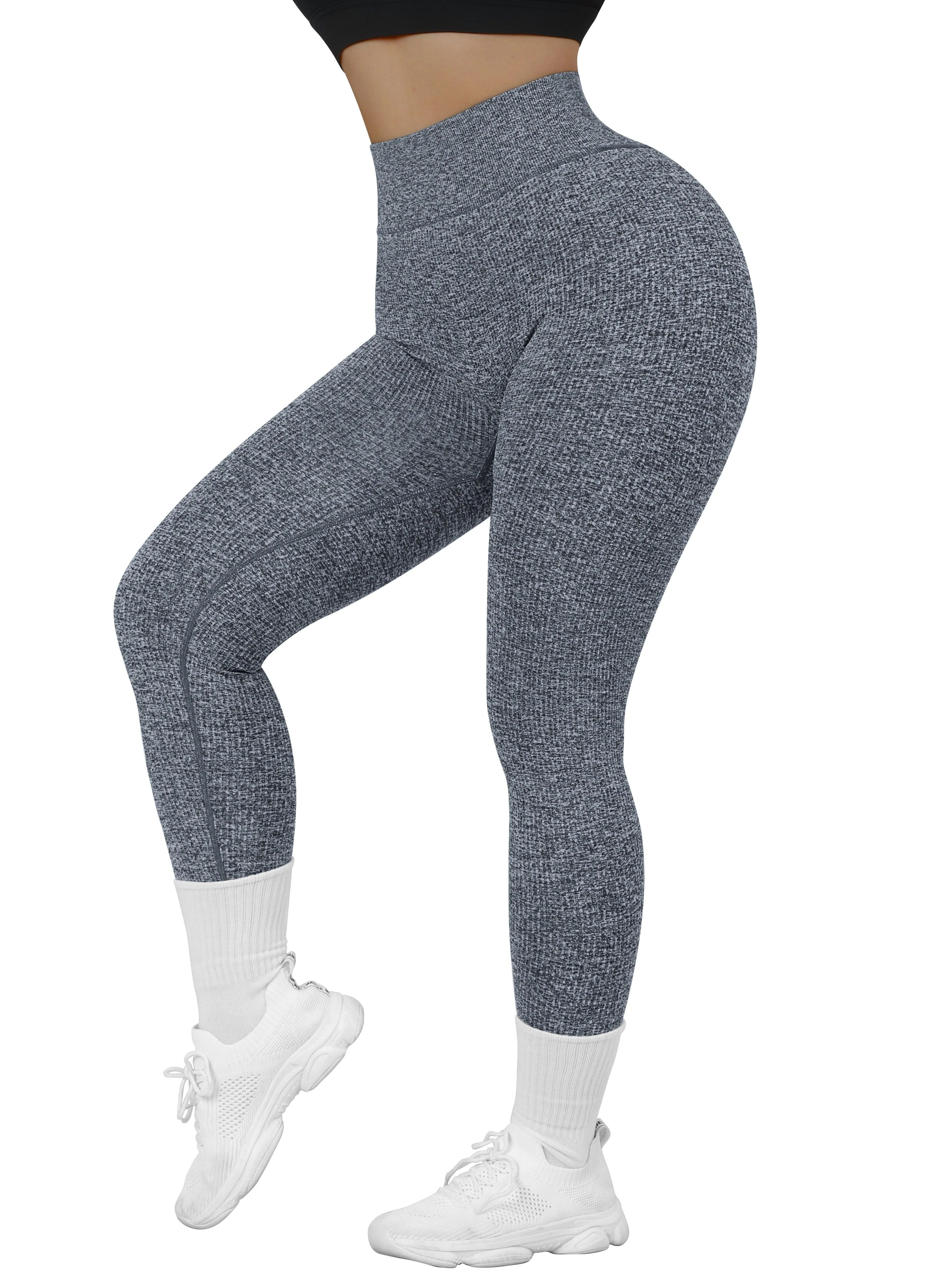 Ribbed Printed Seamless Leggings