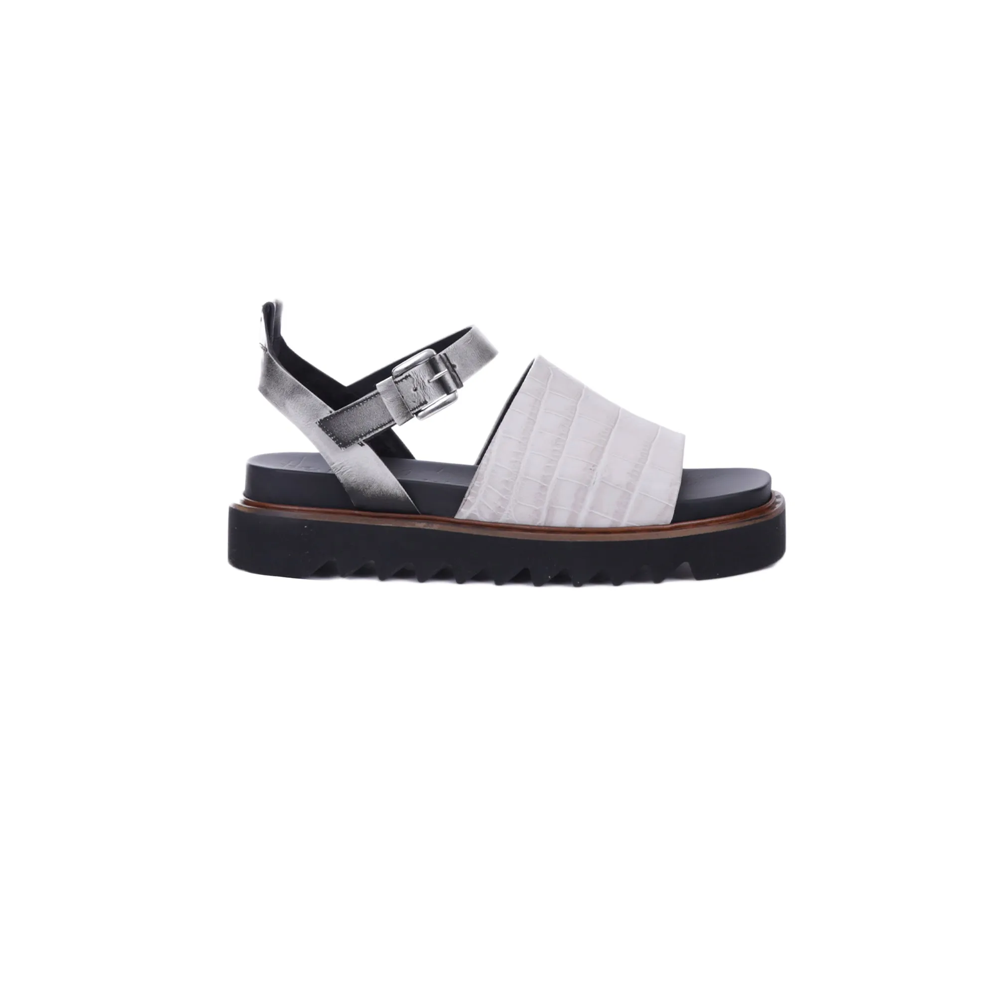 Sandal Zeppa Croco Printed Chalk White