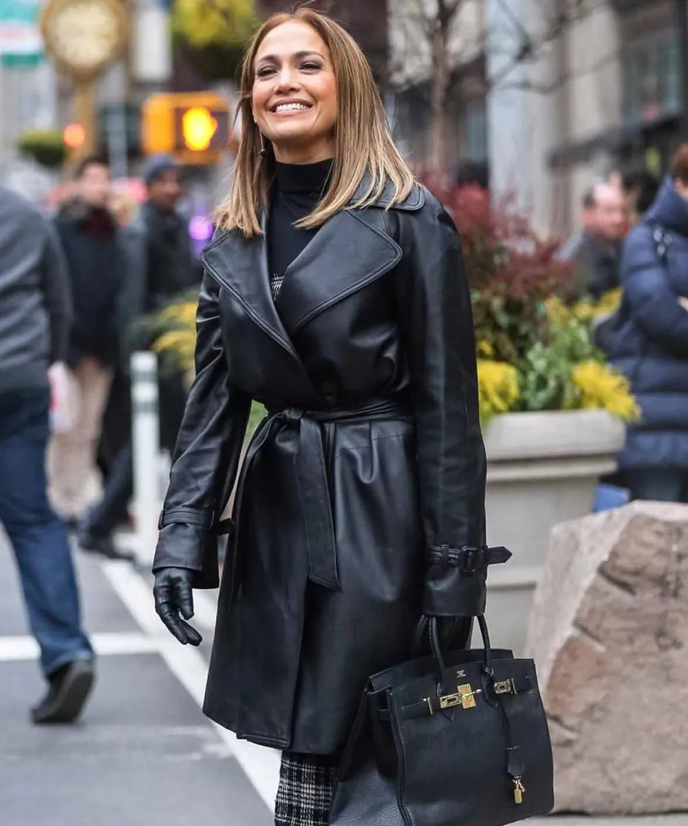 Second Act Jennifer Lopez Black Leather Coat