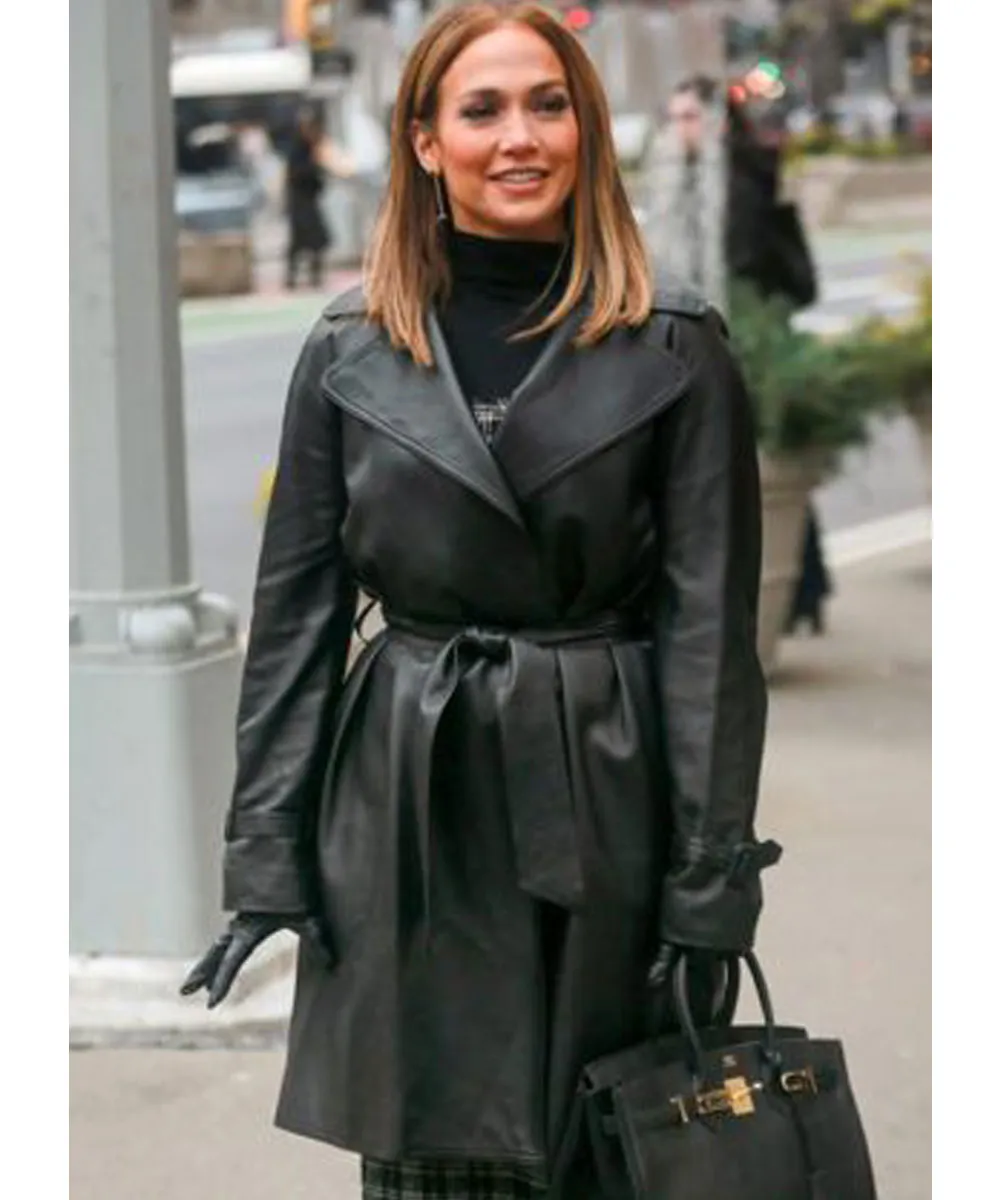 Second Act Jennifer Lopez Black Leather Coat