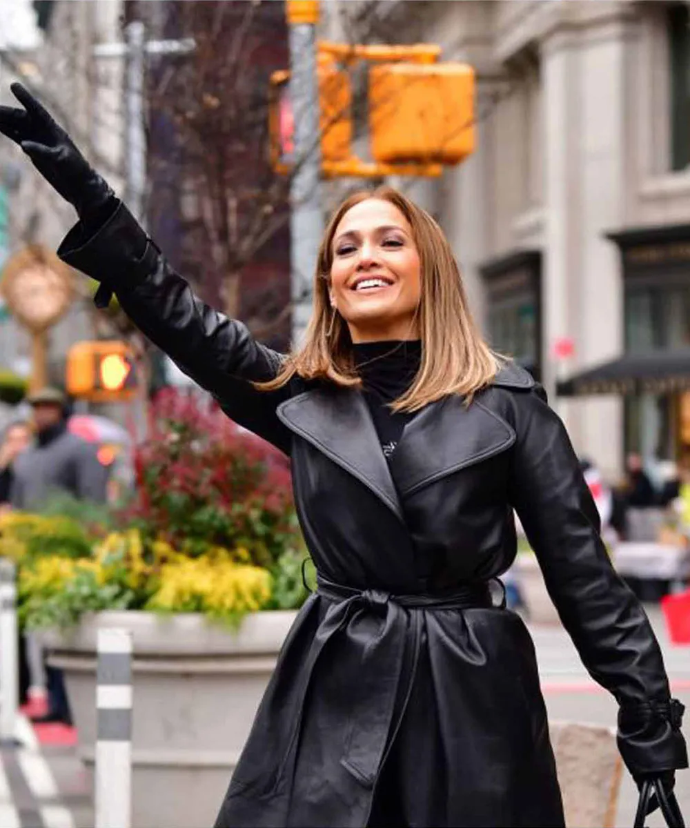 Second Act Jennifer Lopez Black Leather Coat