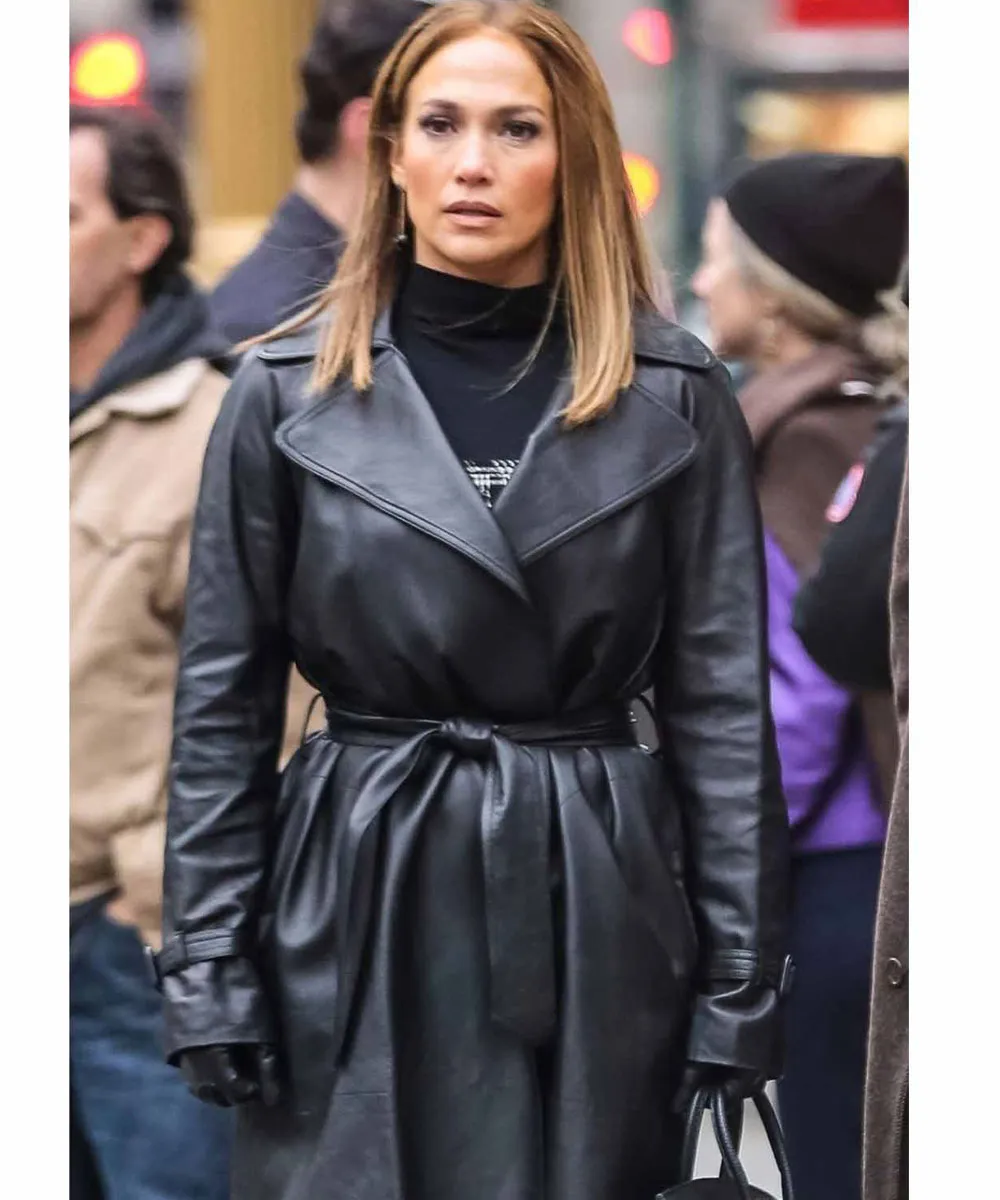 Second Act Jennifer Lopez Black Leather Coat