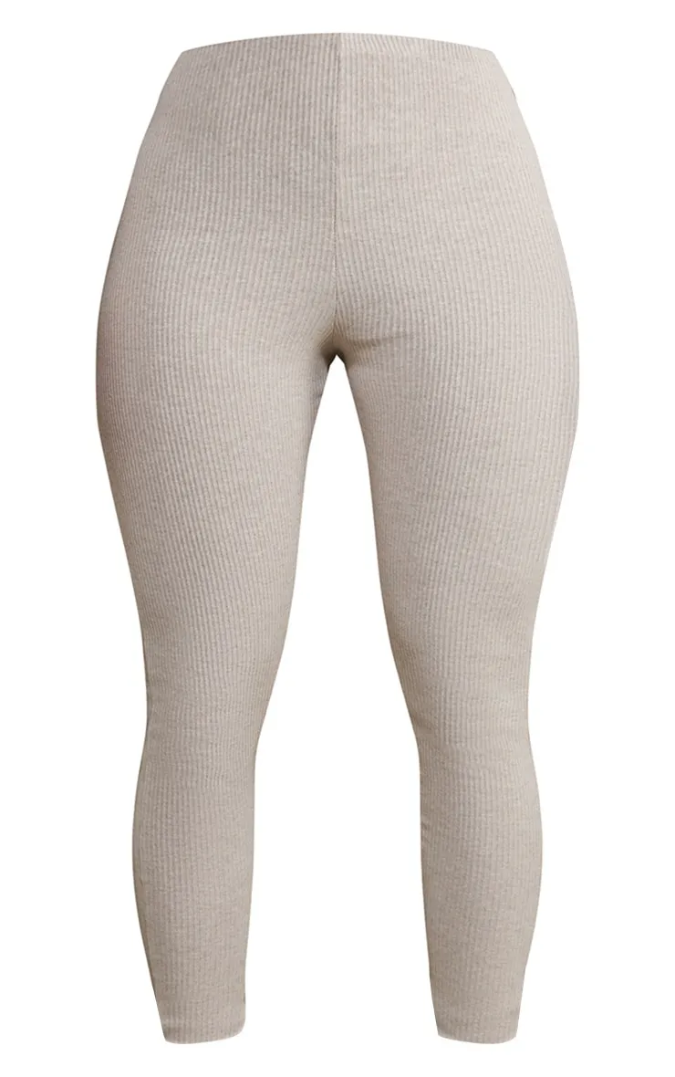 Shape Oatmeal Marl Rib Leggings | Shape