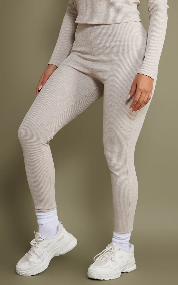 Shape Oatmeal Marl Rib Leggings | Shape