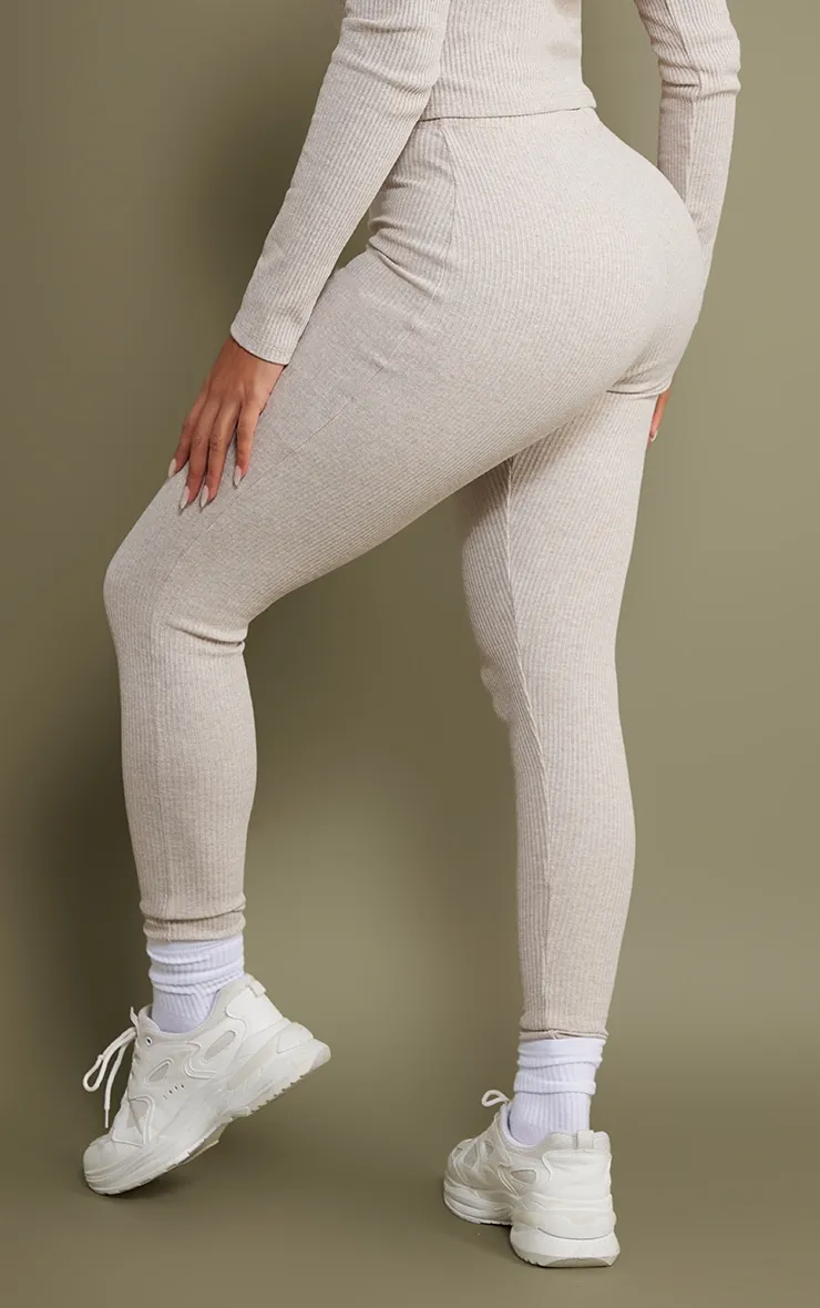 Shape Oatmeal Marl Rib Leggings | Shape