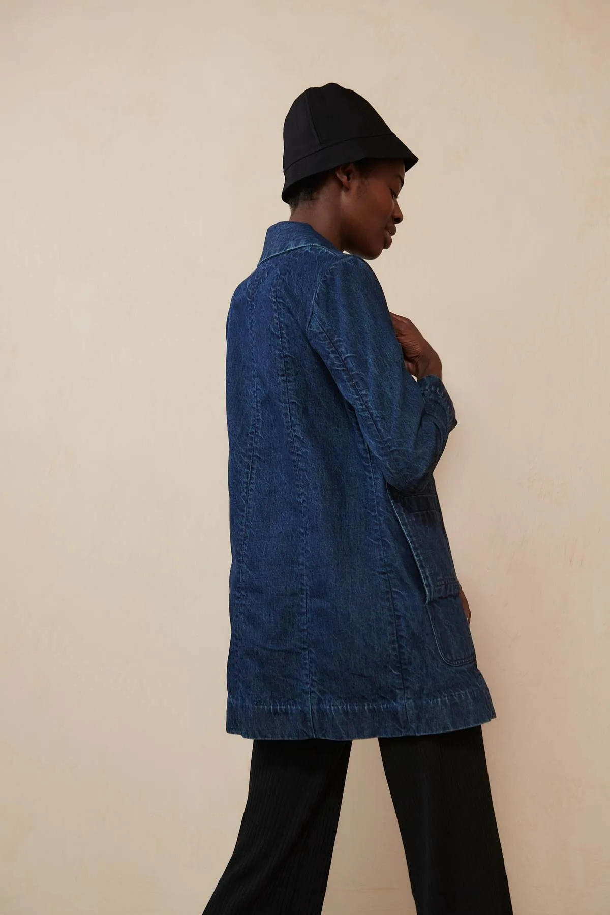 SHORT CONRAD CAR COAT - denim