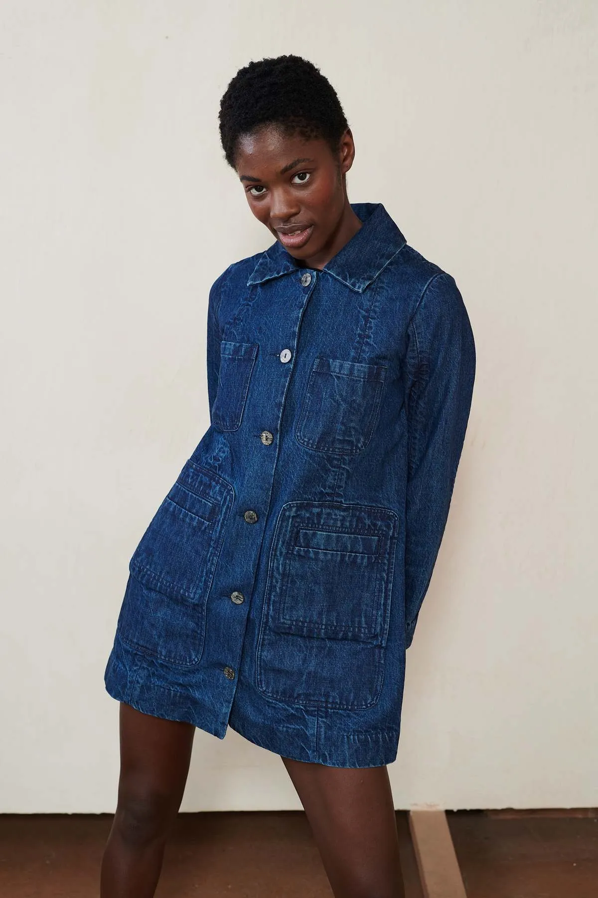 SHORT CONRAD CAR COAT - denim