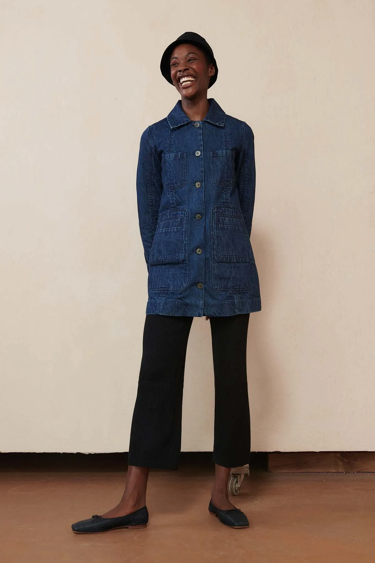 SHORT CONRAD CAR COAT - denim