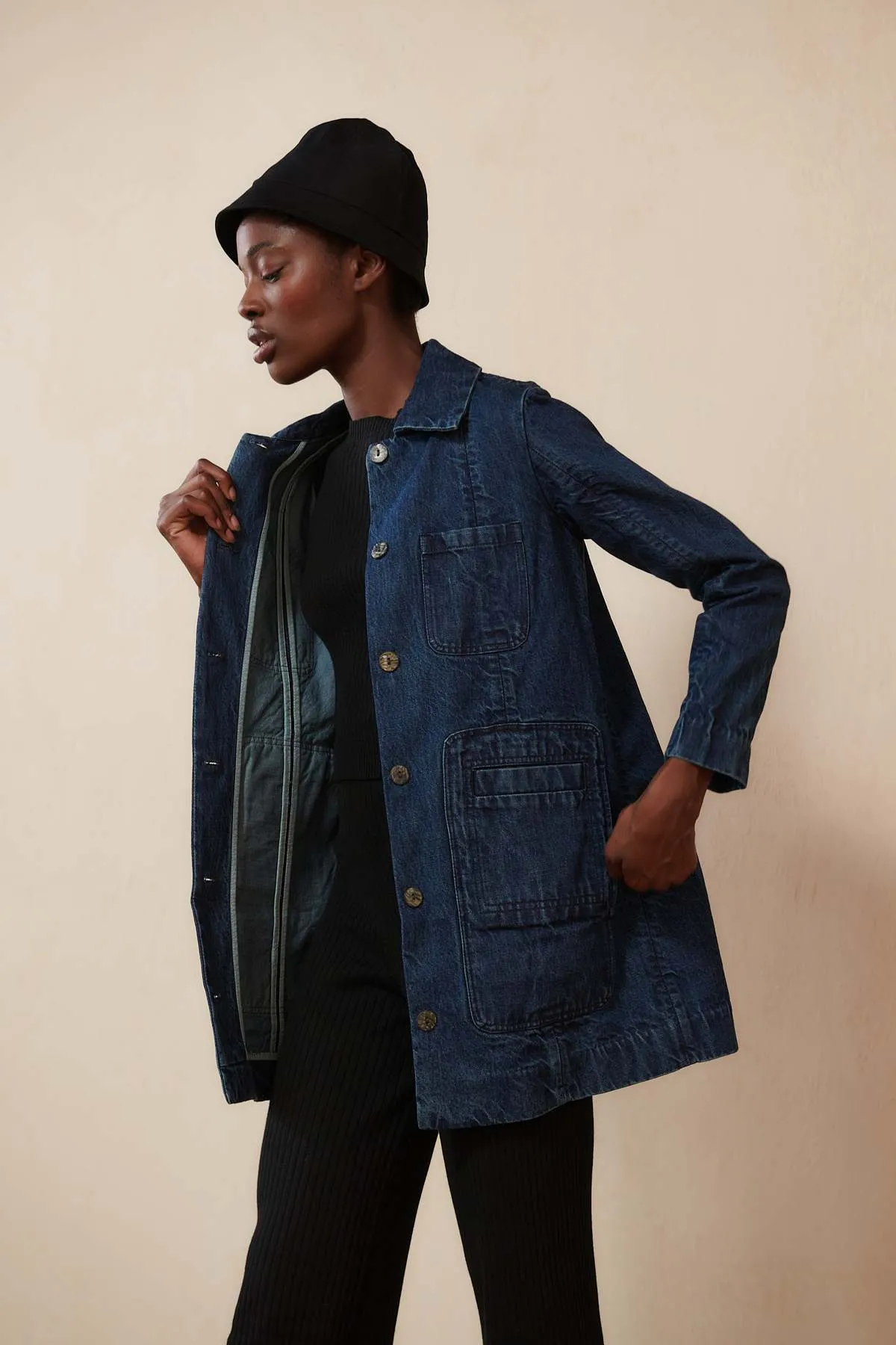 SHORT CONRAD CAR COAT - denim