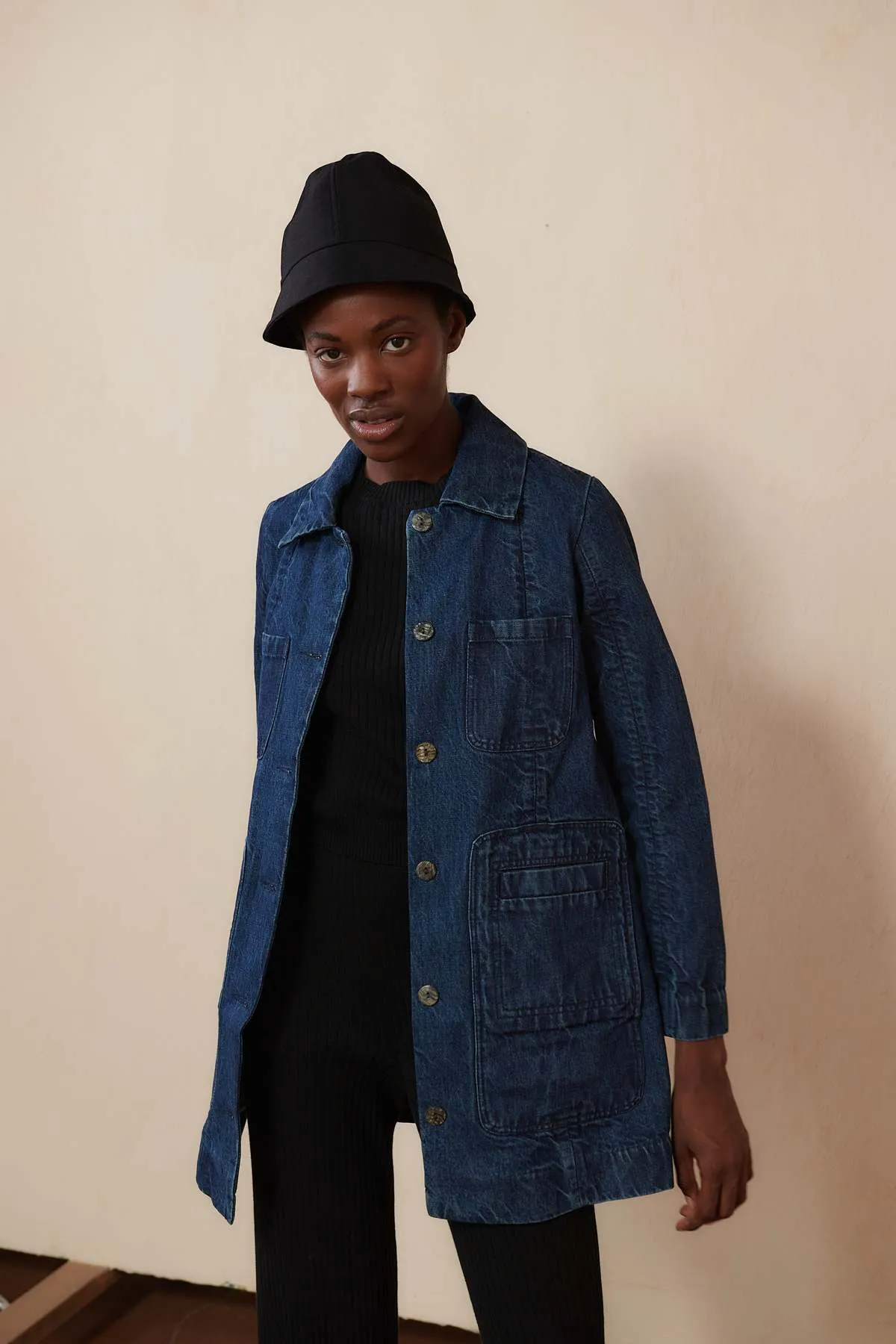 SHORT CONRAD CAR COAT - denim