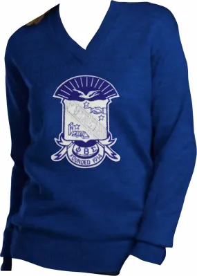 Sigma Chenille Crest V-Neck Sweater