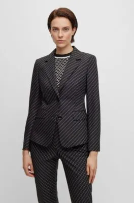 Single-breasted jacket in striped stretch wool