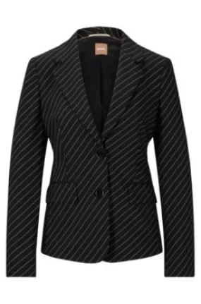 Single-breasted jacket in striped stretch wool