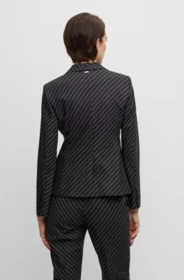 Single-breasted jacket in striped stretch wool