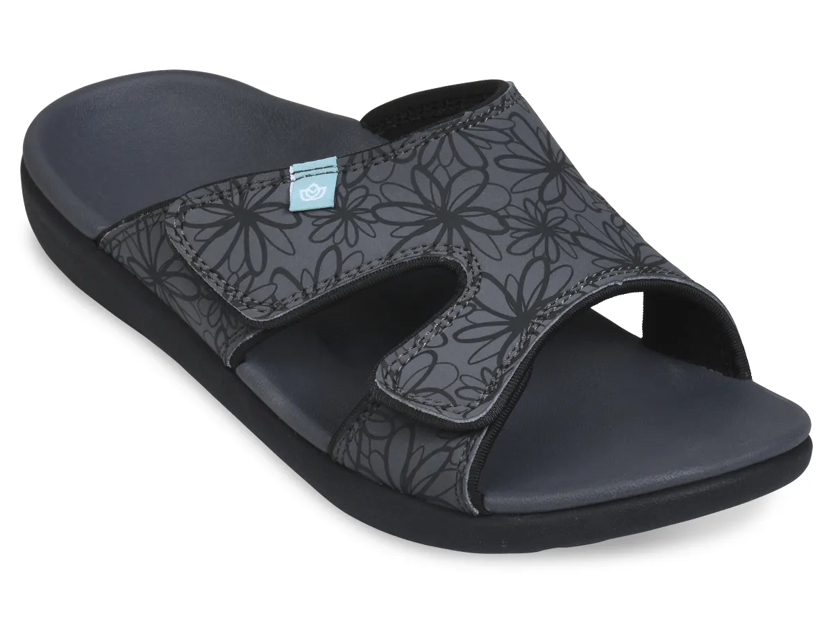 Spenco Womens Picasso Slide Sandal- Black