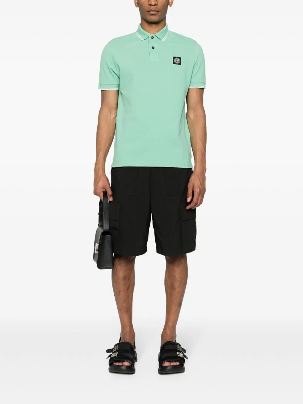 Stone Island - Polo en coton Light green Compass