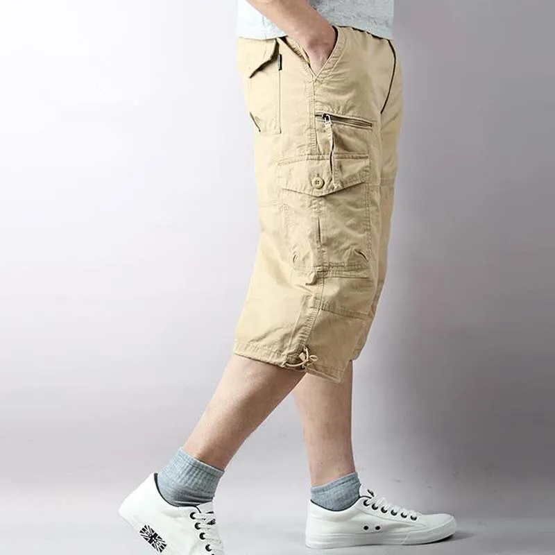 Summer Casual Loose Fit Calf-Length Cargo Short Trousers for Men