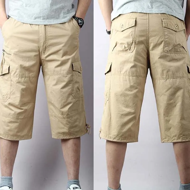 Summer Casual Loose Fit Calf-Length Cargo Short Trousers for Men