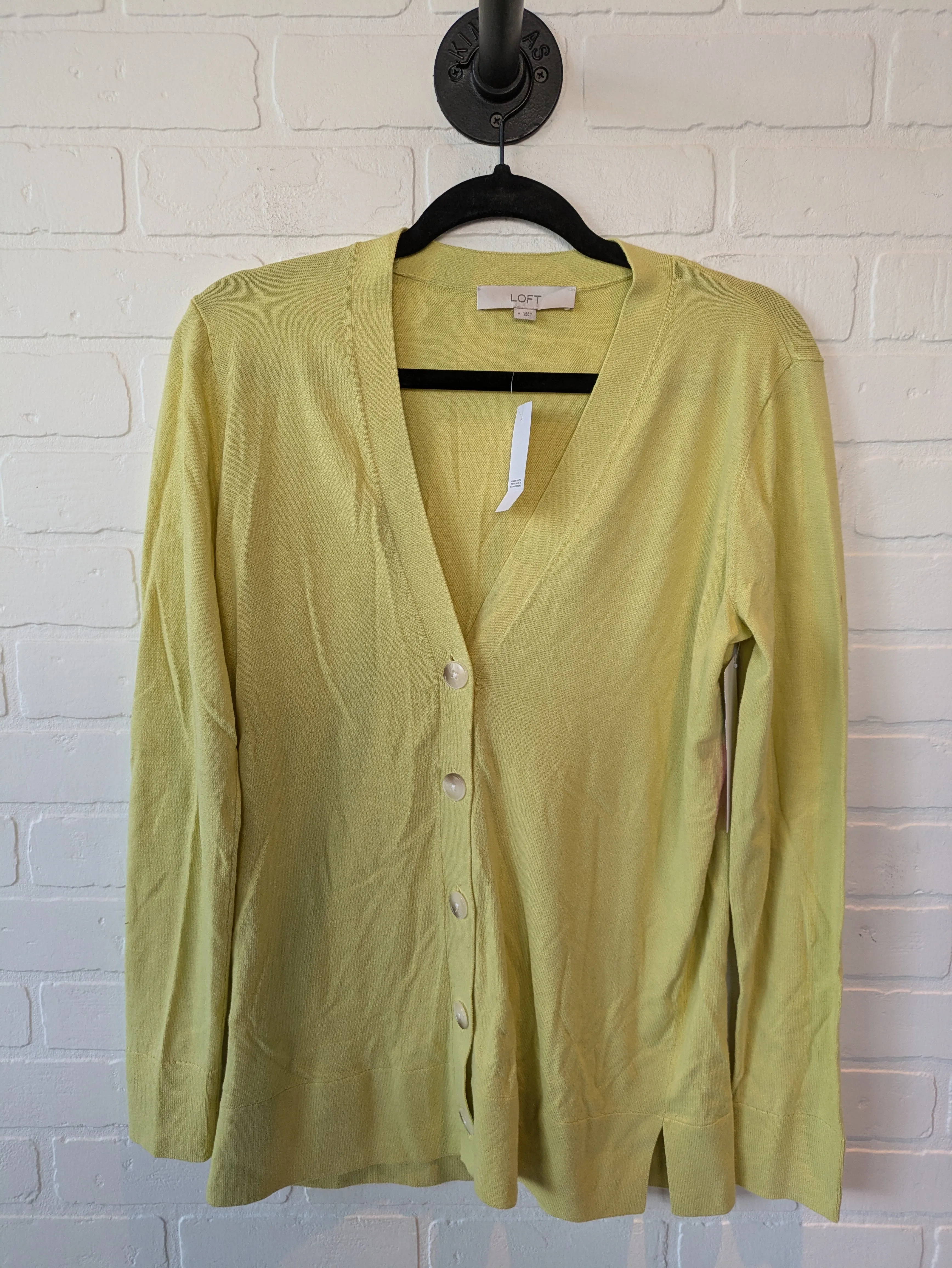 Sweater Cardigan By Loft In Yellow, Size: M