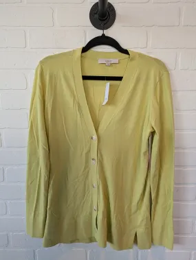 Sweater Cardigan By Loft In Yellow, Size: M